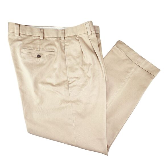 Brooks Brothers Pants Mens 36 x 29 Khaki Elliot Pleated Cuffed Advantage Chinos - Picture 8 of 16